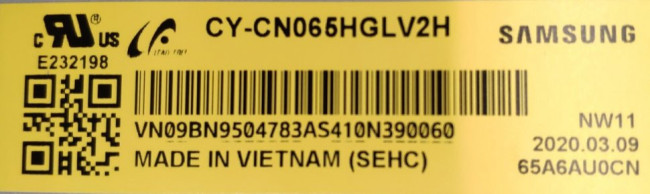 Подложка в сборе с подсветкой BN96-45688A CY-CN065HGLV2H